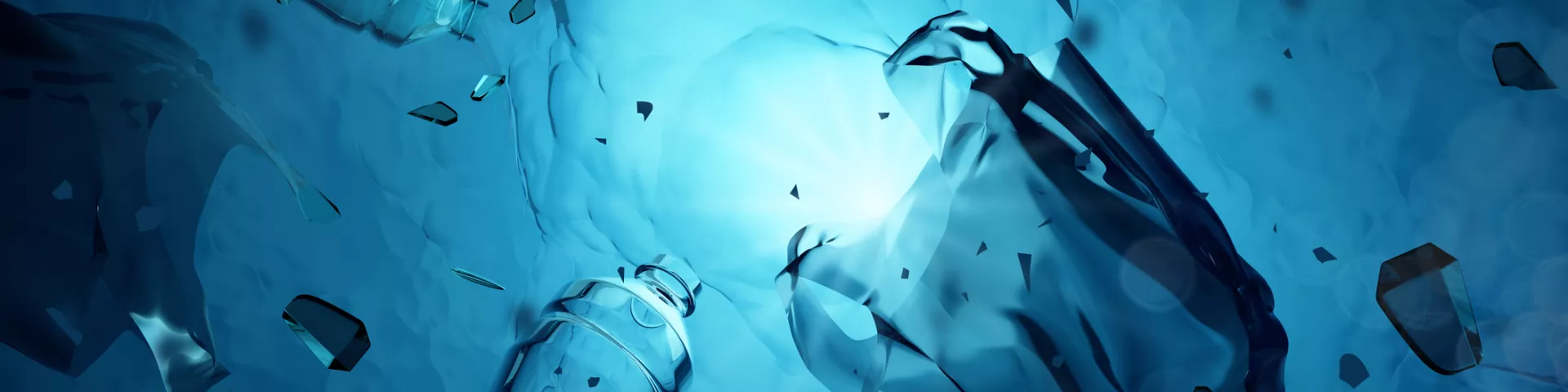 Plastic litter floating in water.
