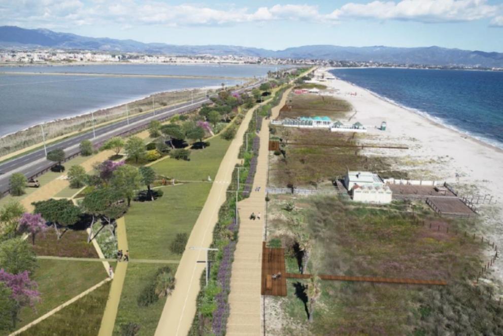 View of a green area developed in Cagliari